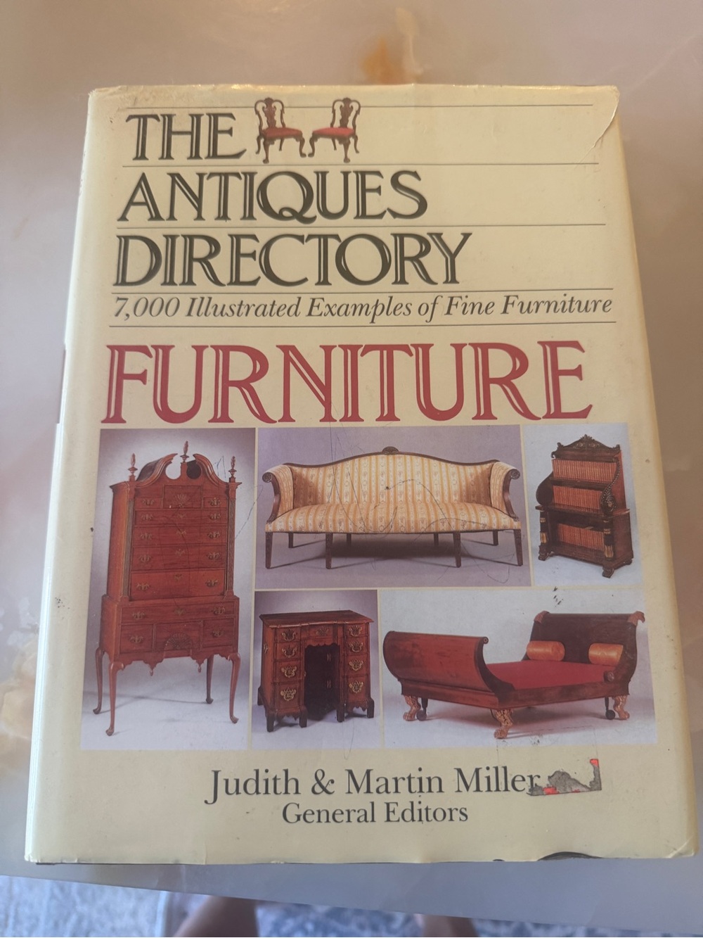 Vintage Cream and Red "The Antiques Directory: Furniture" Coffee Table Book